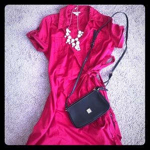 Raspberry Pink Wrap Dress with pockets